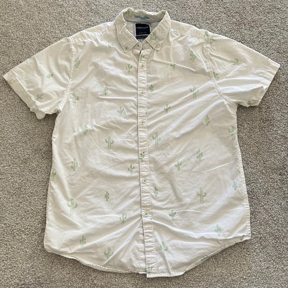 Denim & Flower Cactus Print Cotton Button Down Shirt Unisex Medium - Picture 4 of 10